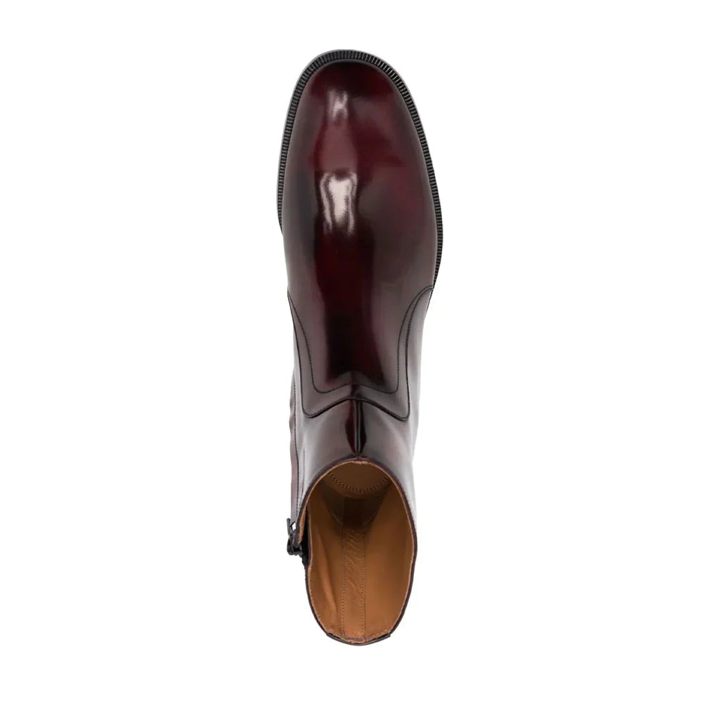 Waxed Leather Ankle Boots