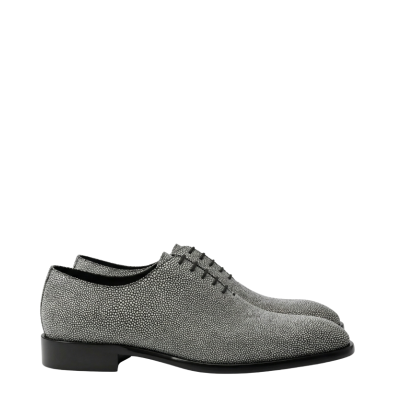Italian Pebble Exotic Fish Skin Leather Luxe Derby