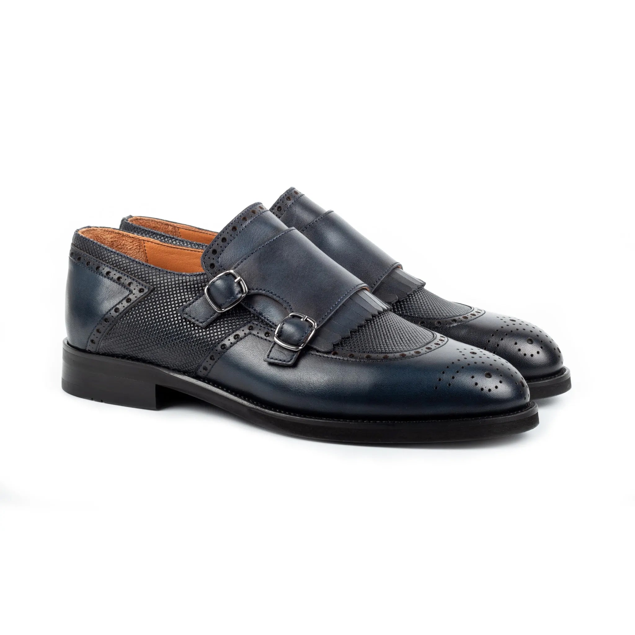 Navy Double Monk Strap Men s Shoes