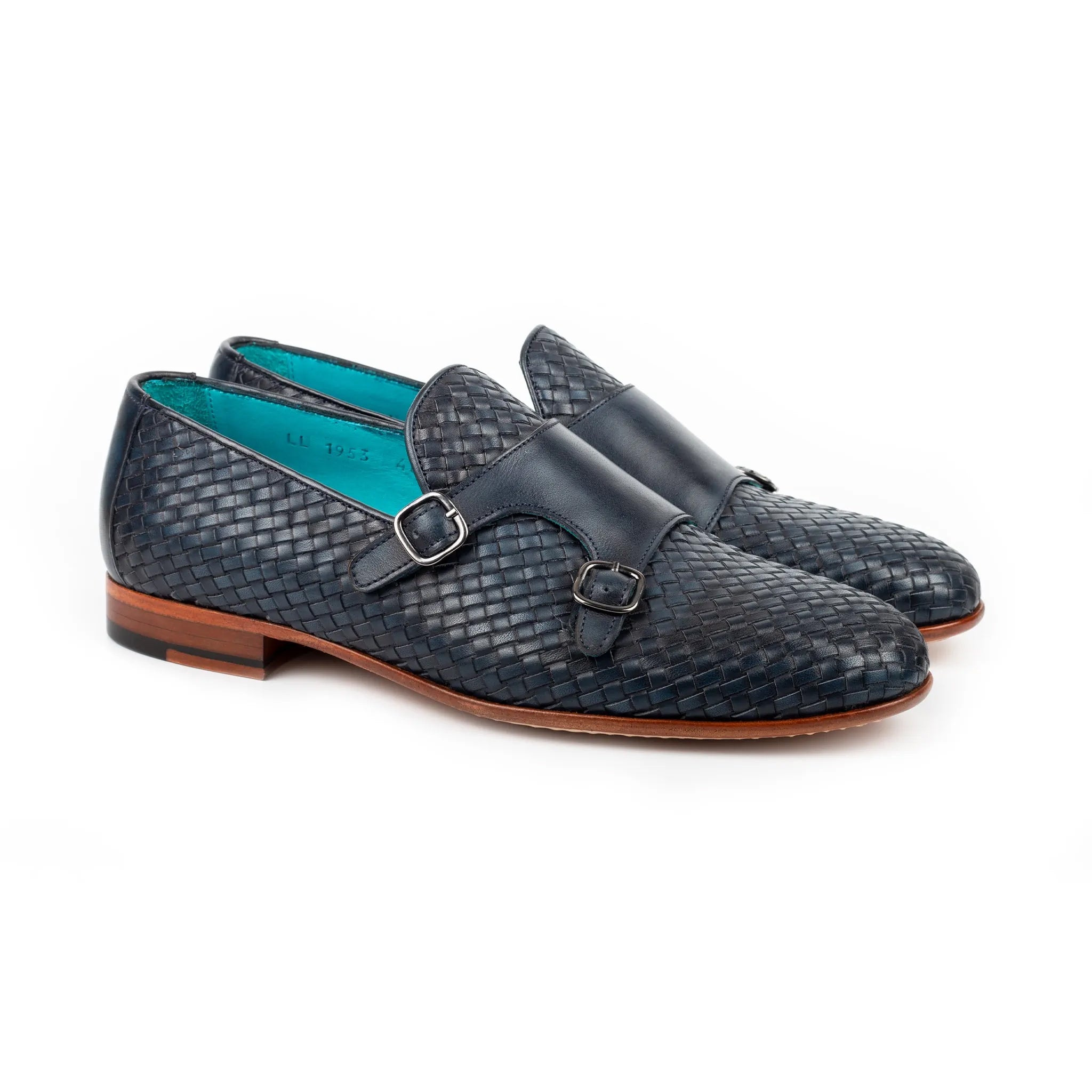 Navy Handcrafted Double Monk Strap Men s Shoes