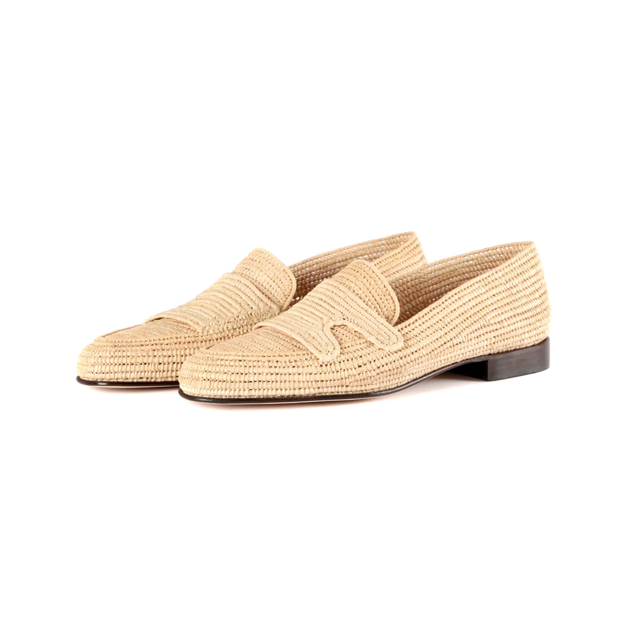 Raffia Pure Leather Loafers