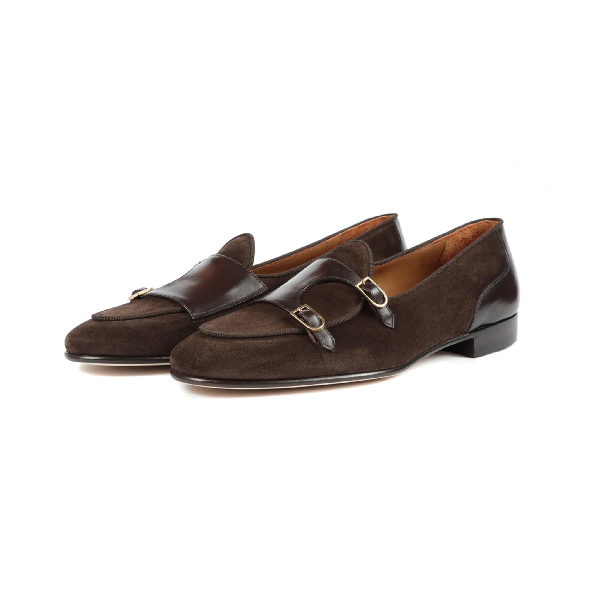 Santoni Brown Double Monk Strap Shoes