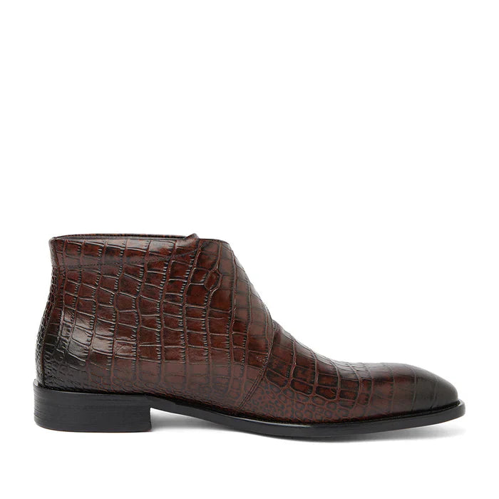 Black Croco Leather Boots