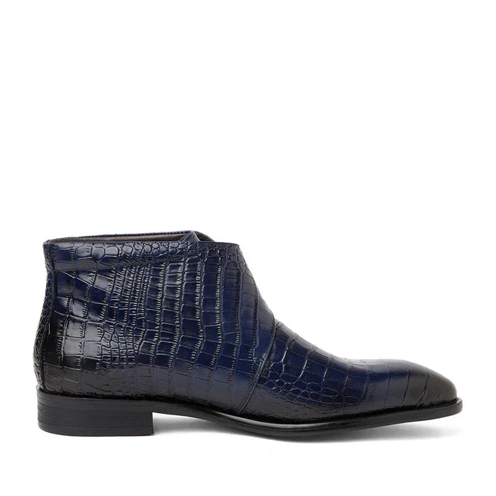 Coffee Brown Croco Leather Boots