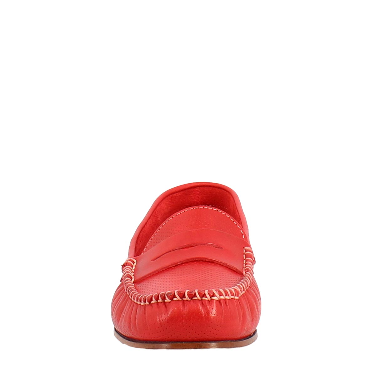 Red Perforated Women's Loafers