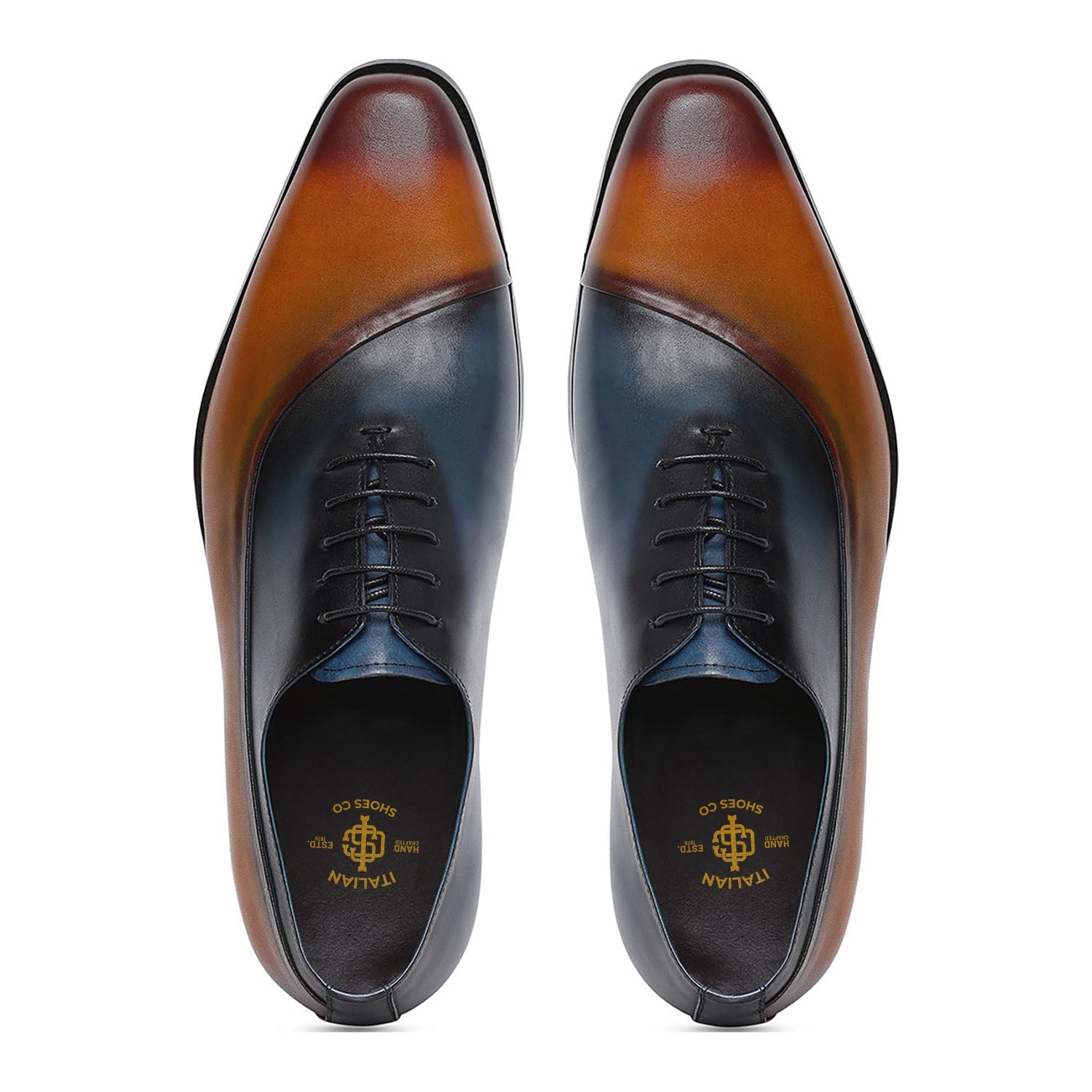 Brown X Blue Leather Lace up Shoes