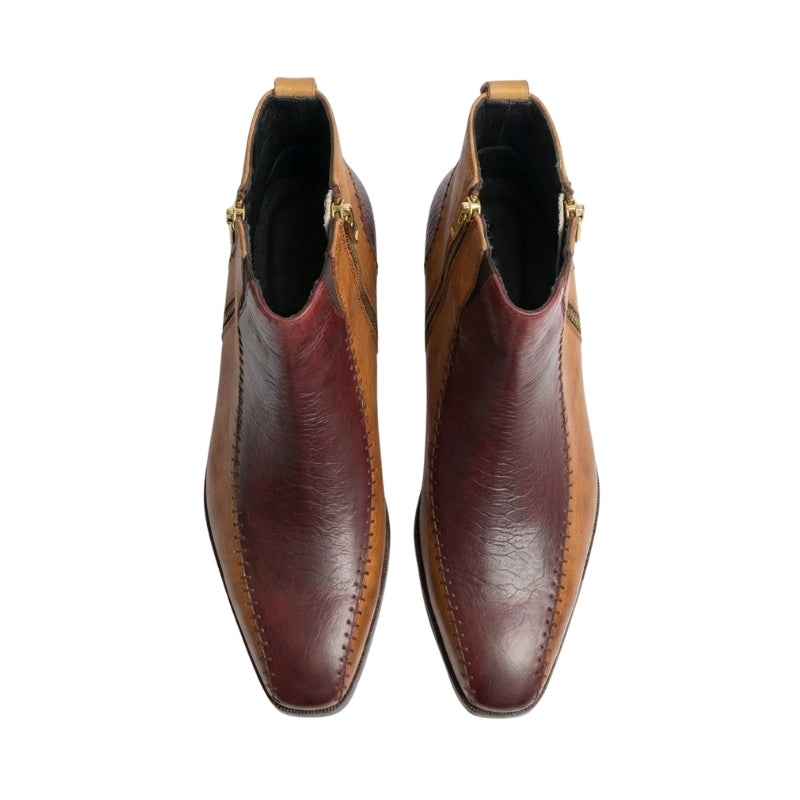 Vintage Ember Dual Tone Zipper Boots