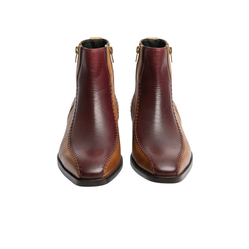 Vintage Ember Dual Tone Zipper Boots