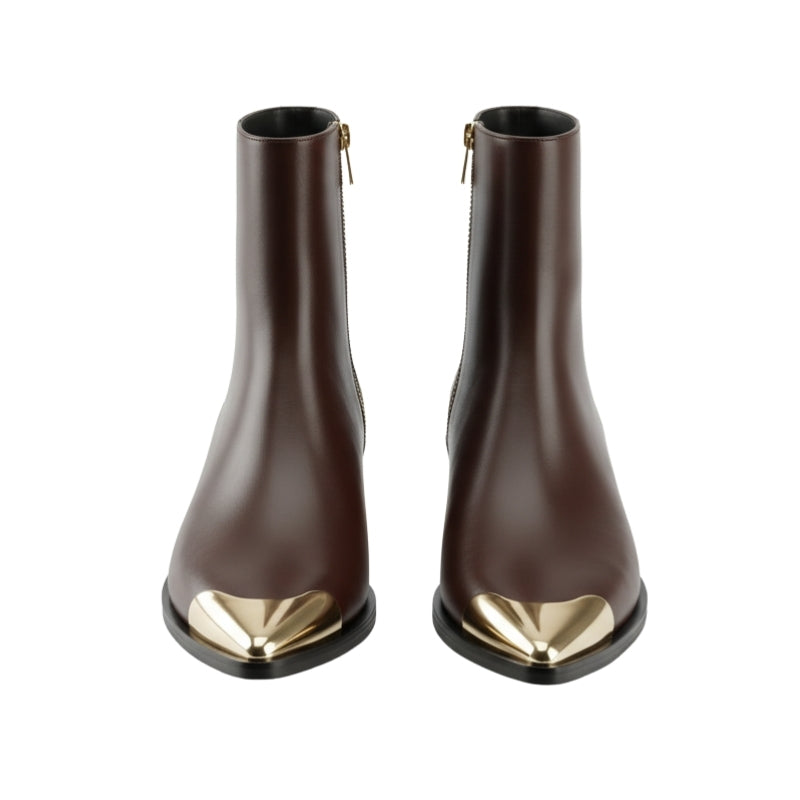 Monarch Gold Metal Toe Zipper Boots