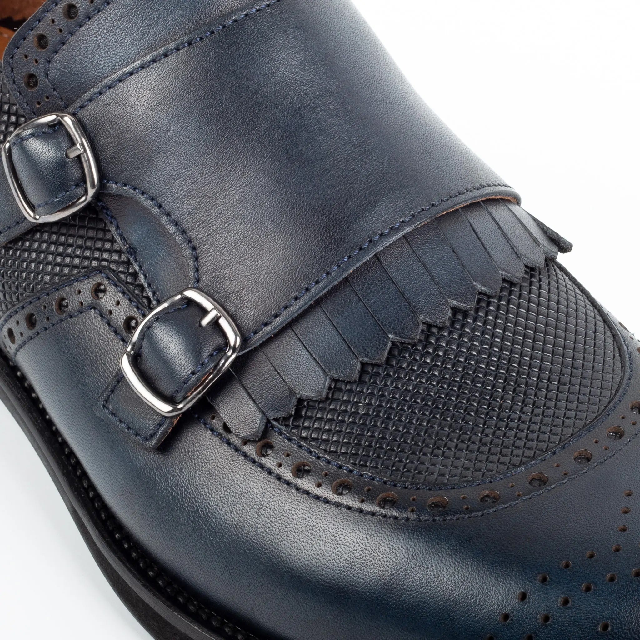 Navy Double Monk Strap Men s Shoes