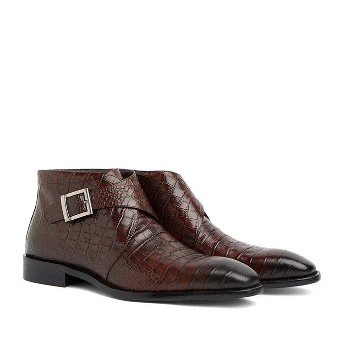 Blue Croco Leather Boots