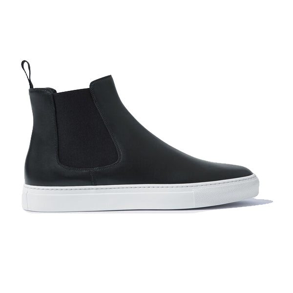 Classic Chelsea Round Toe Navy Leather Ankle Boots 650