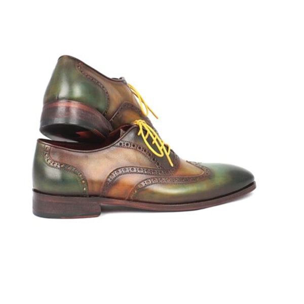 Wingtip Oxford with yellow Lace Up Italian Men Shoes