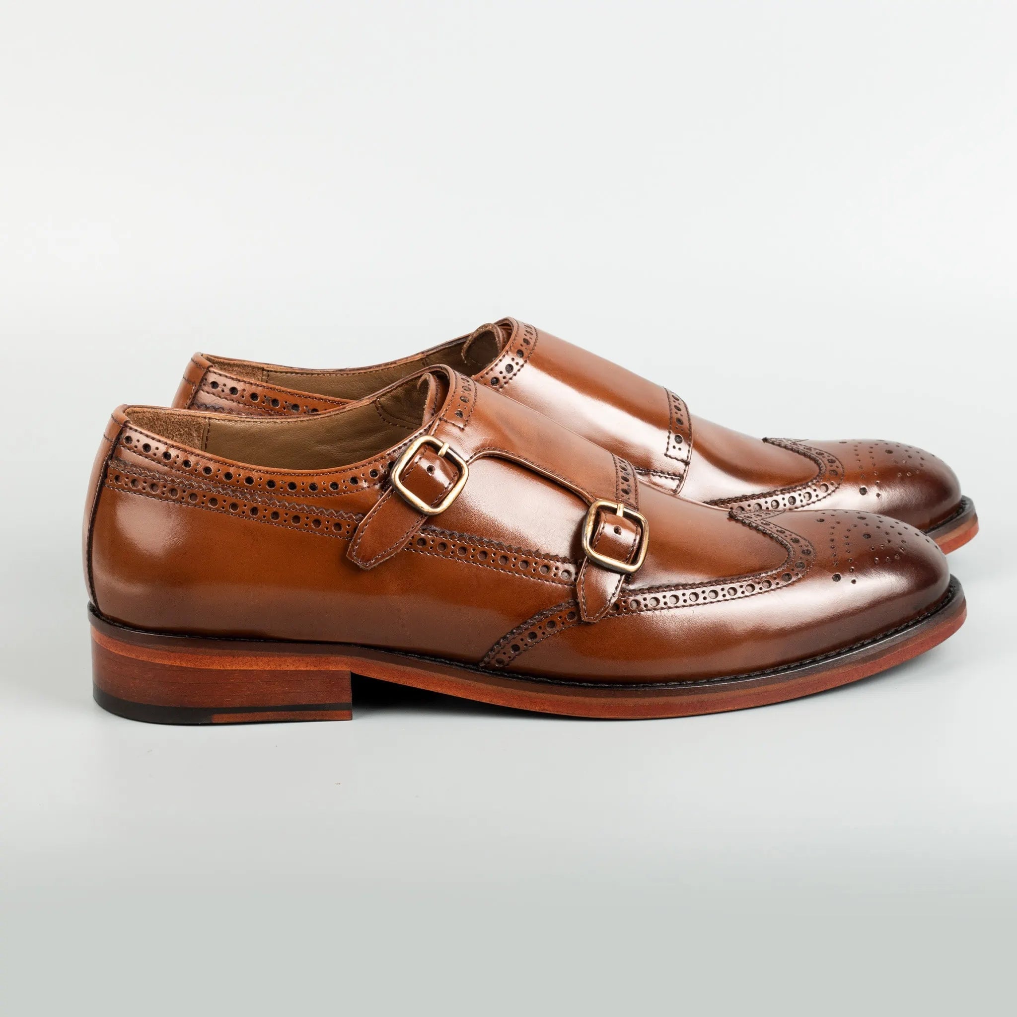 Tan Double Monk Strap Men s Shoes