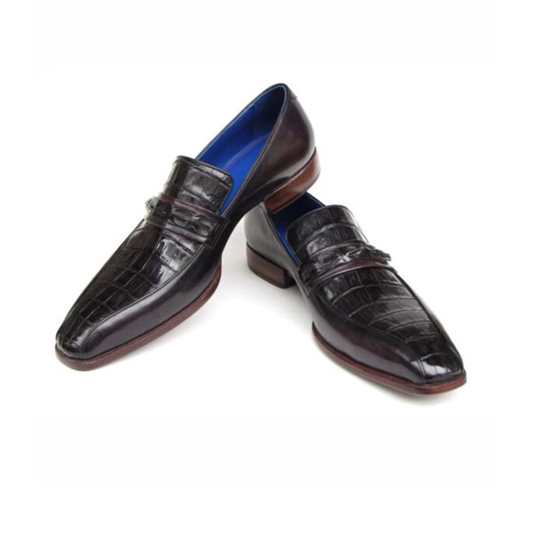 Black Leather Slip on Shoes