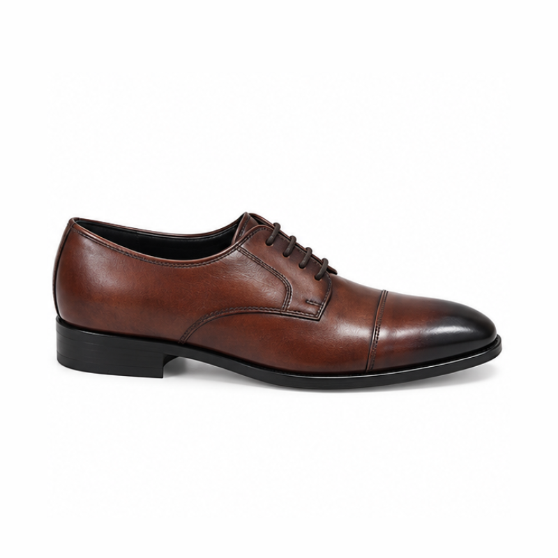 Aldo Rosso Cognac Burnished Cap-Toe Derby Shoes