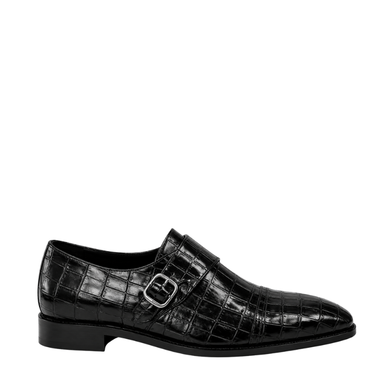 Alligator Texture Leather Single Strap Monk Shoe
