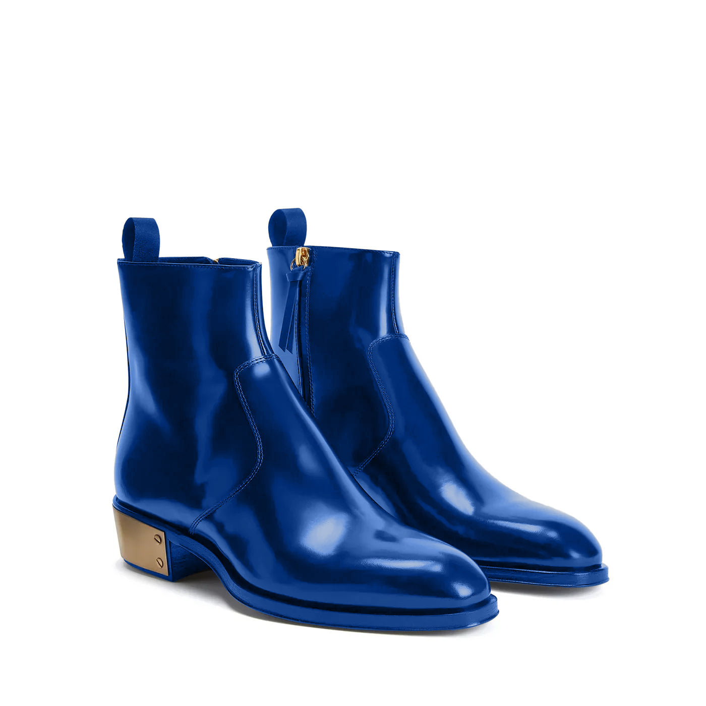 Ludhovic Blue Leather Ankle Boots