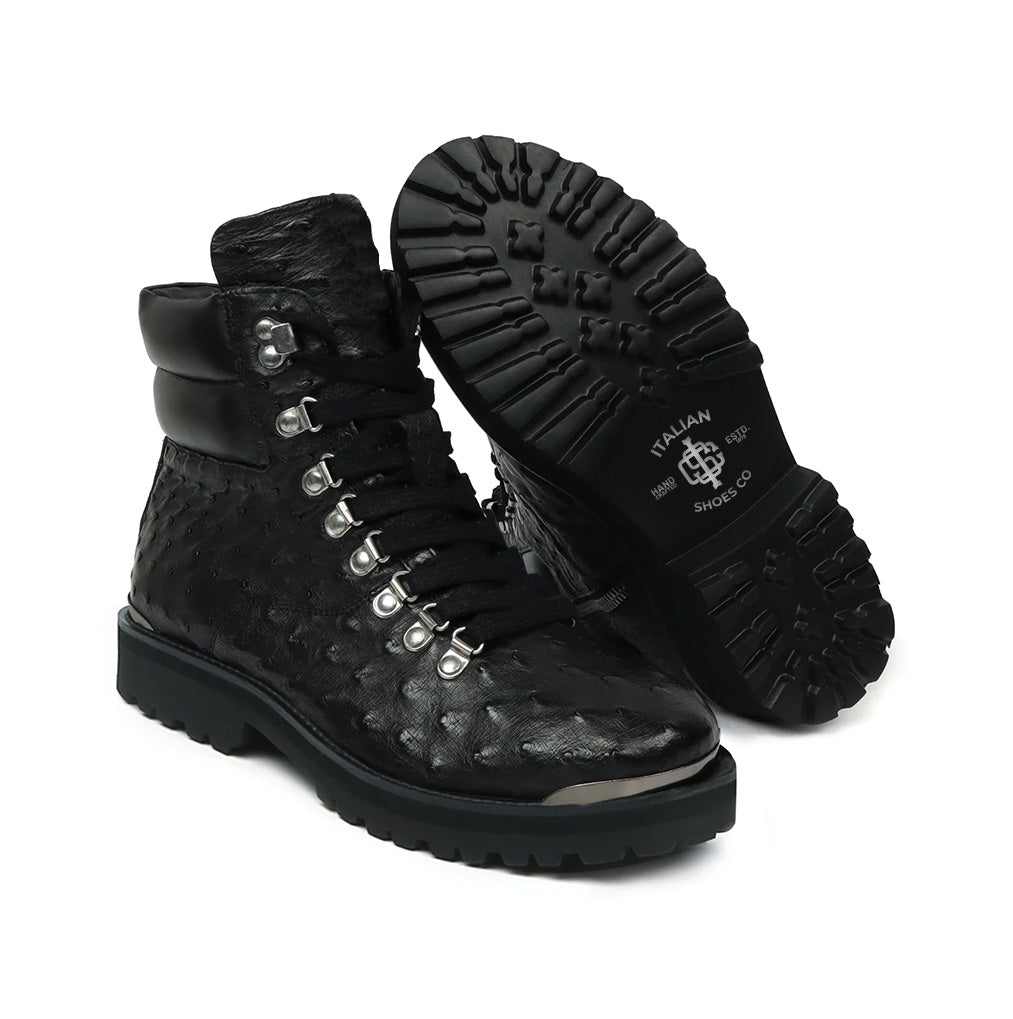BLACK CHUNKY BOOT WITH NEW SHAPE WITH METAL PLATE ON TOE