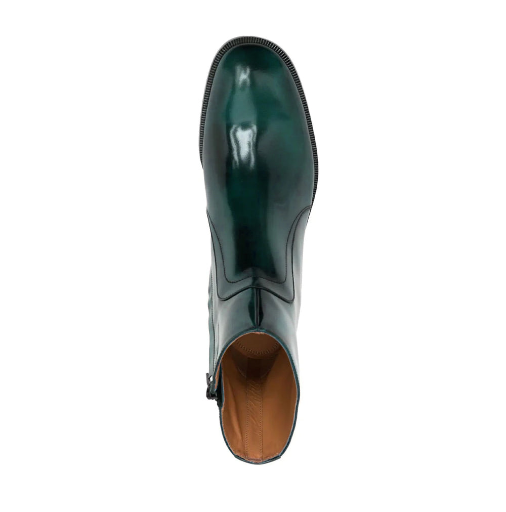 Waxed Leather Ankle Boots