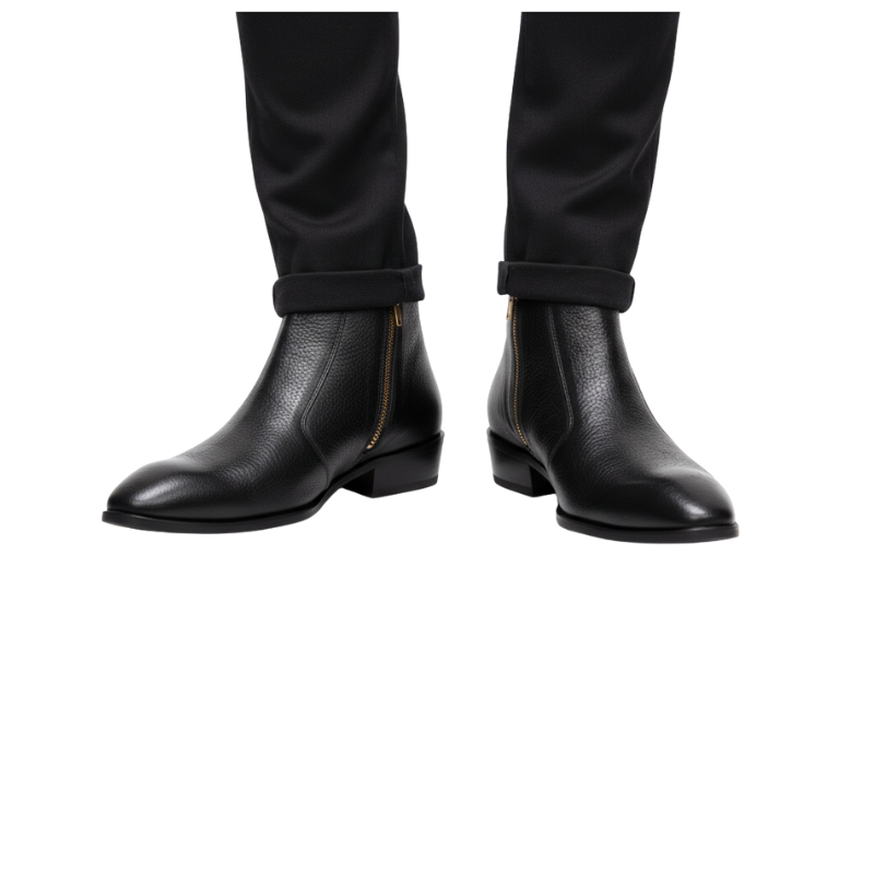 Mens Shadow Craft Leather Zipper Chelsea Boots