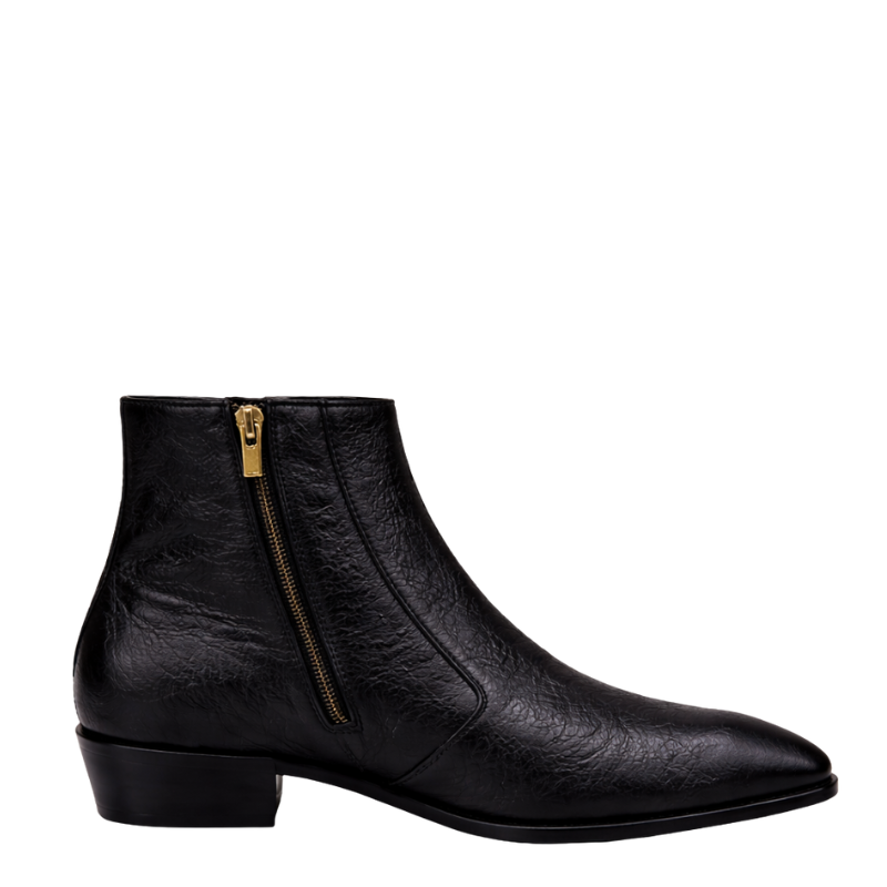Mens Shadow Craft Leather Zipper Chelsea Boots
