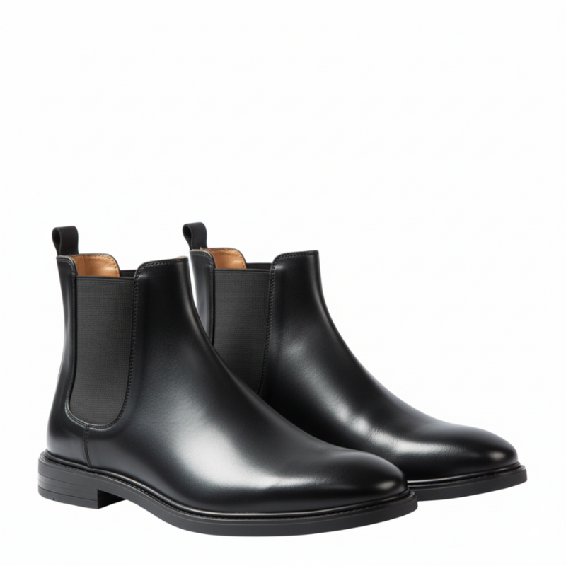 Mens Polished Leather Chelsea Boots