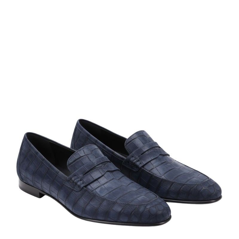 Baron Croc Textured Suede Loafer