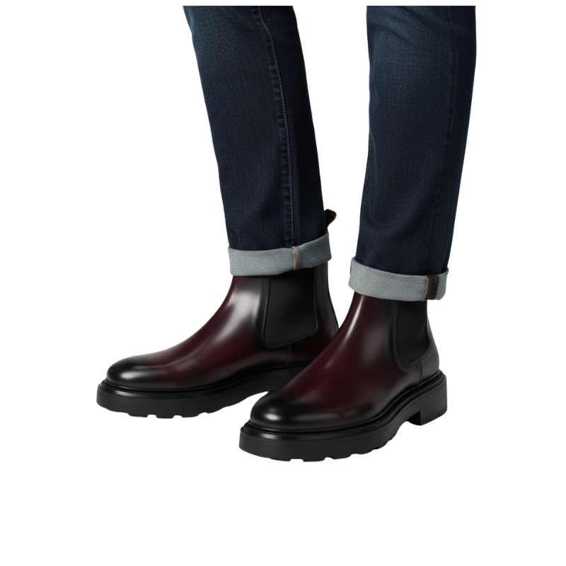 Bordeaux Shadow Leather Chelsea Boots