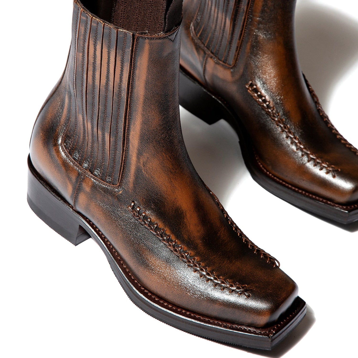 Men's Square-Toe Braided Detail Chelsea Boot