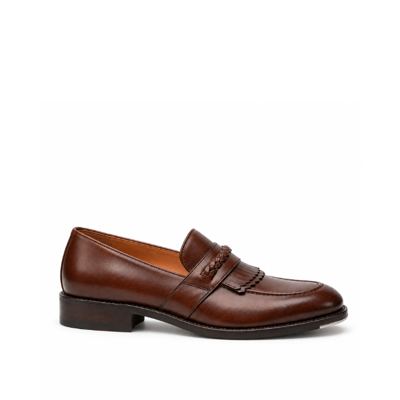 Classic Braided Fringe Leather Loafer