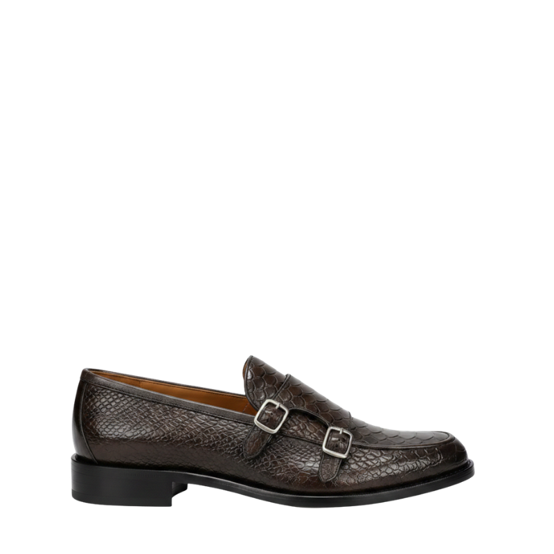Classic Double Buckle Reptile Monk Strap Shoes