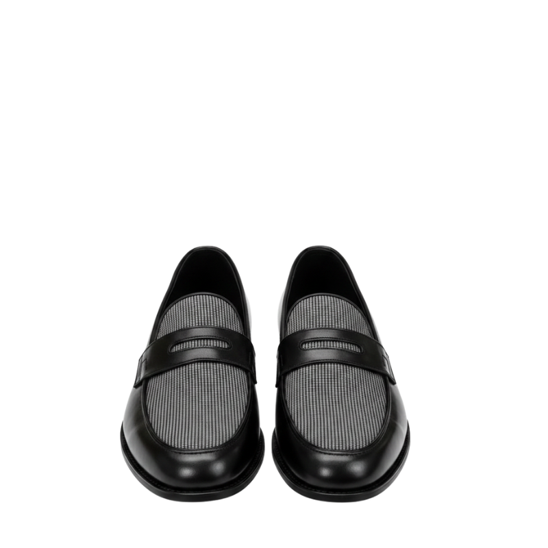 Classic Noir Contrast Penny Loafers