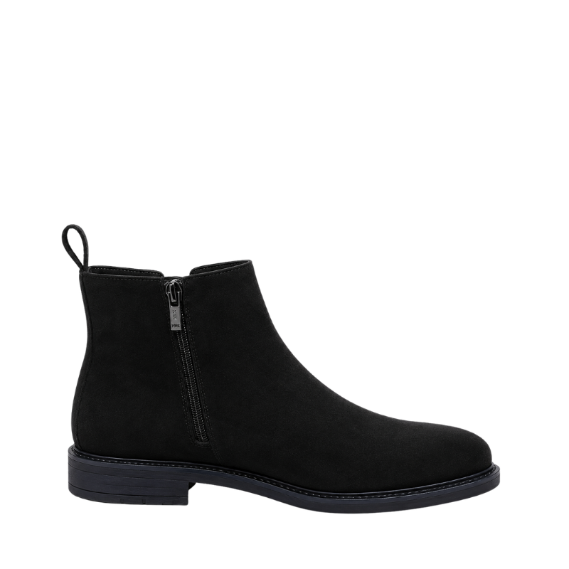 Classic Noir Suede Zipper Ankle Boots