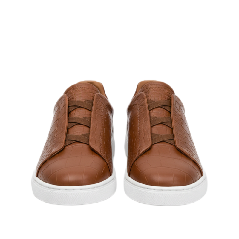 Cognac Croc Luxe Casual Sneakers