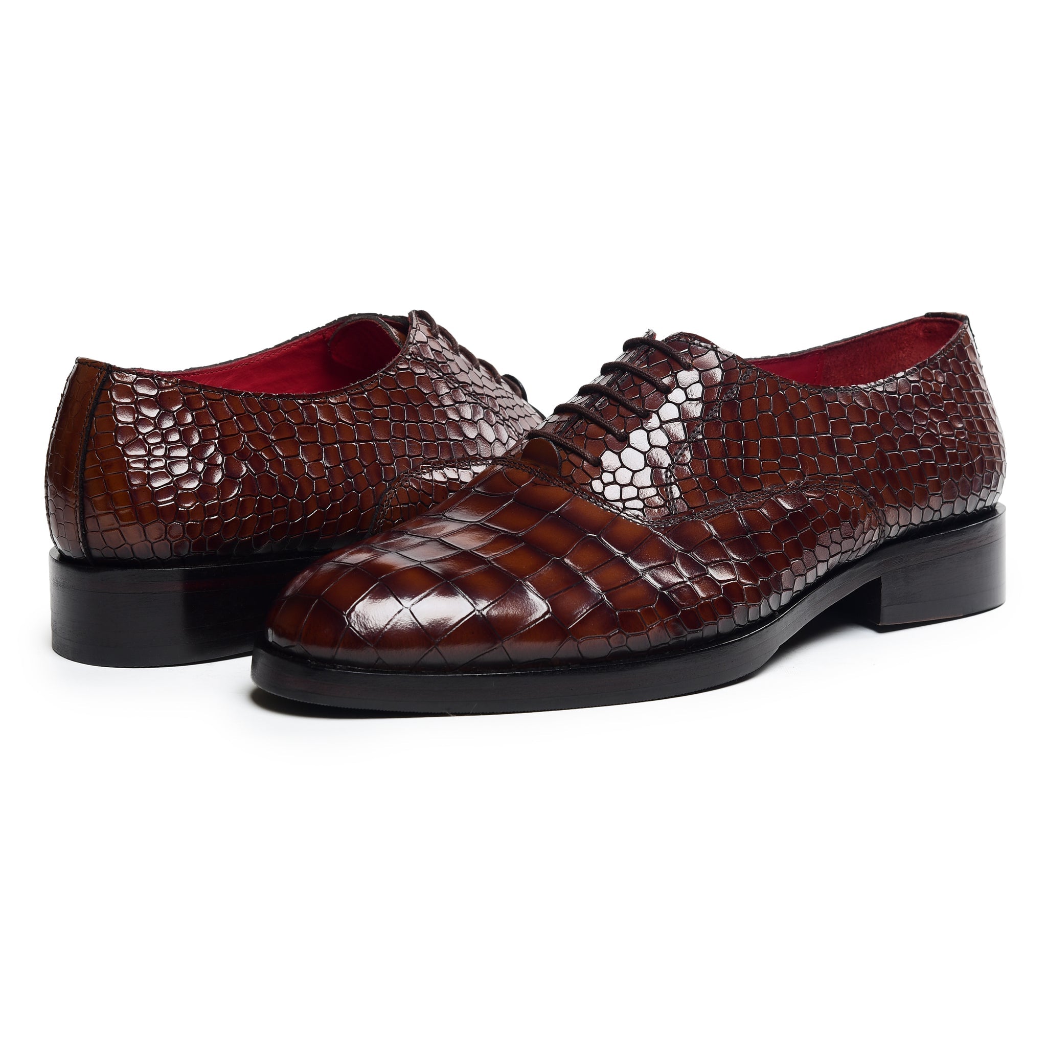 Cognac Croc Luxe Regal Oxford