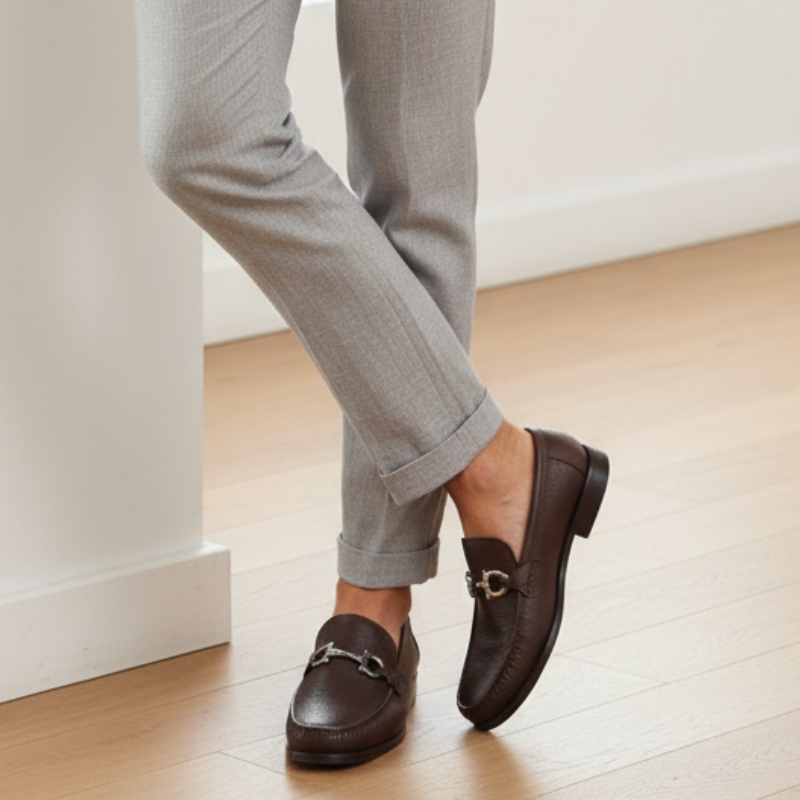 Cognac Regal Metal Accent Loafers