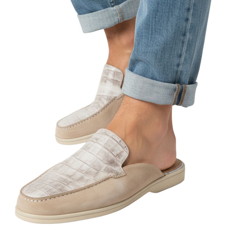 Croc Texture Italian Style Comfort Mule