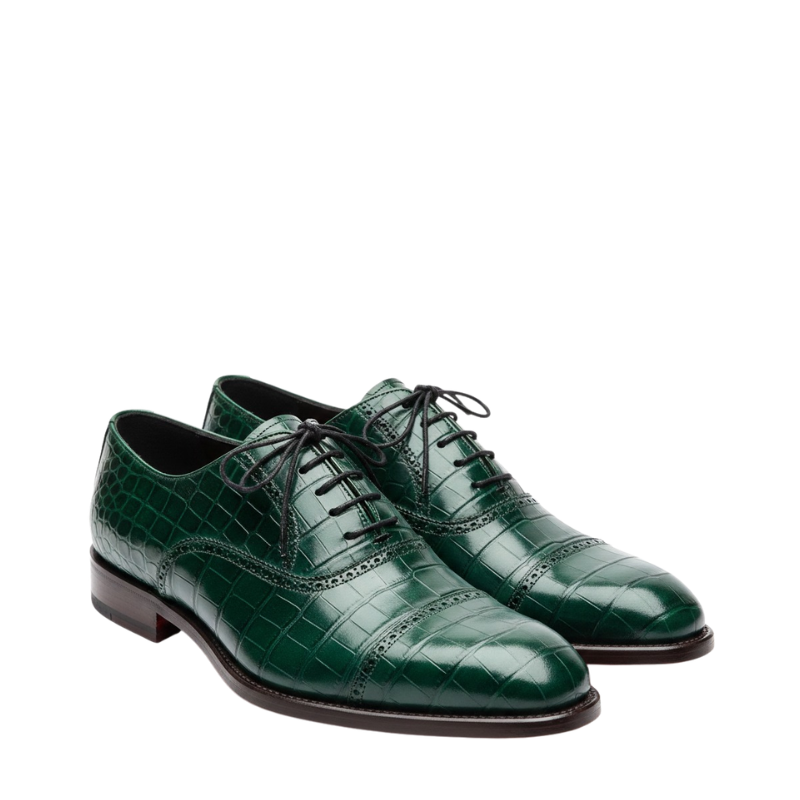 Crocodile Texture Embodied In Regal Oxford Shoes