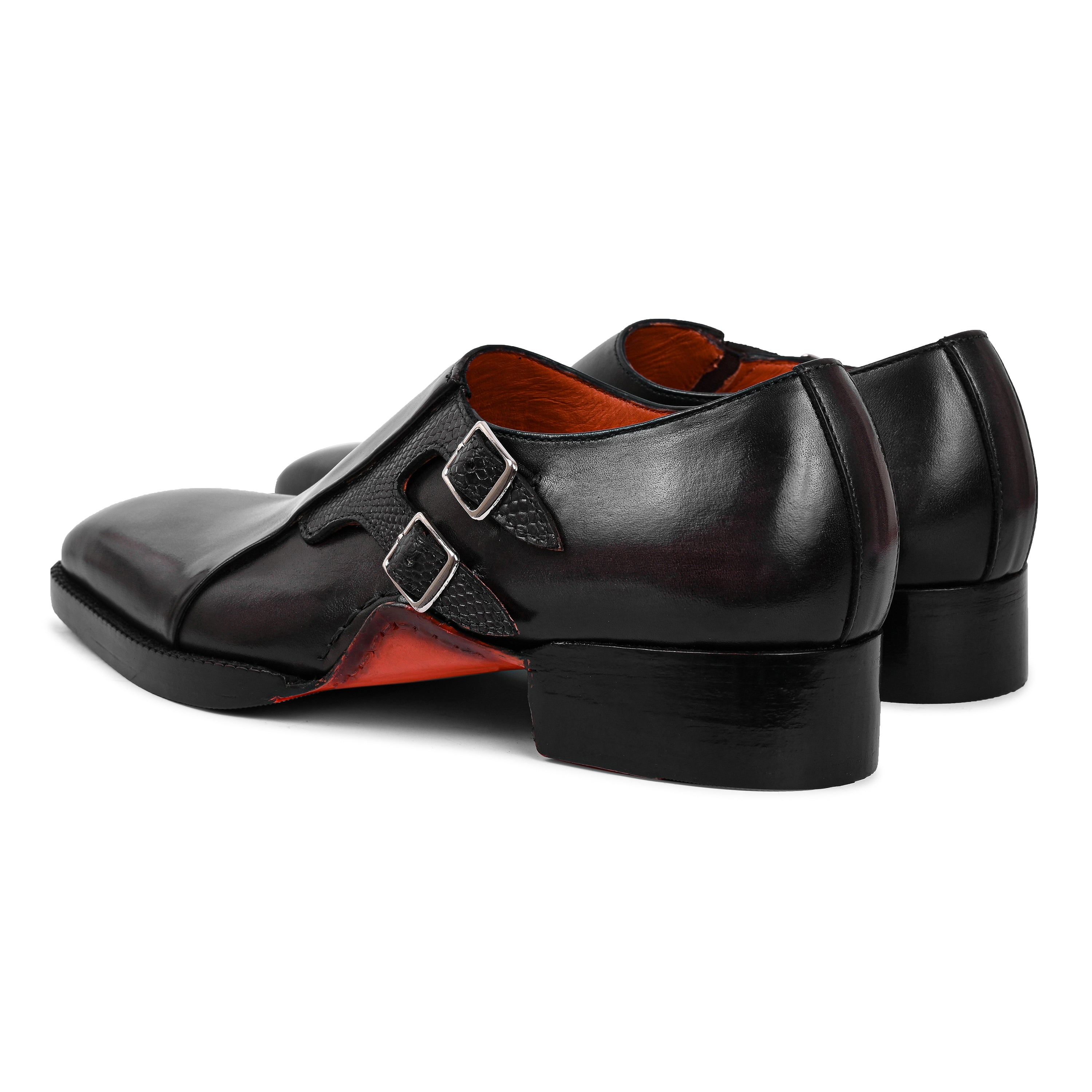 Santoni Double Buckle Leather Shoes