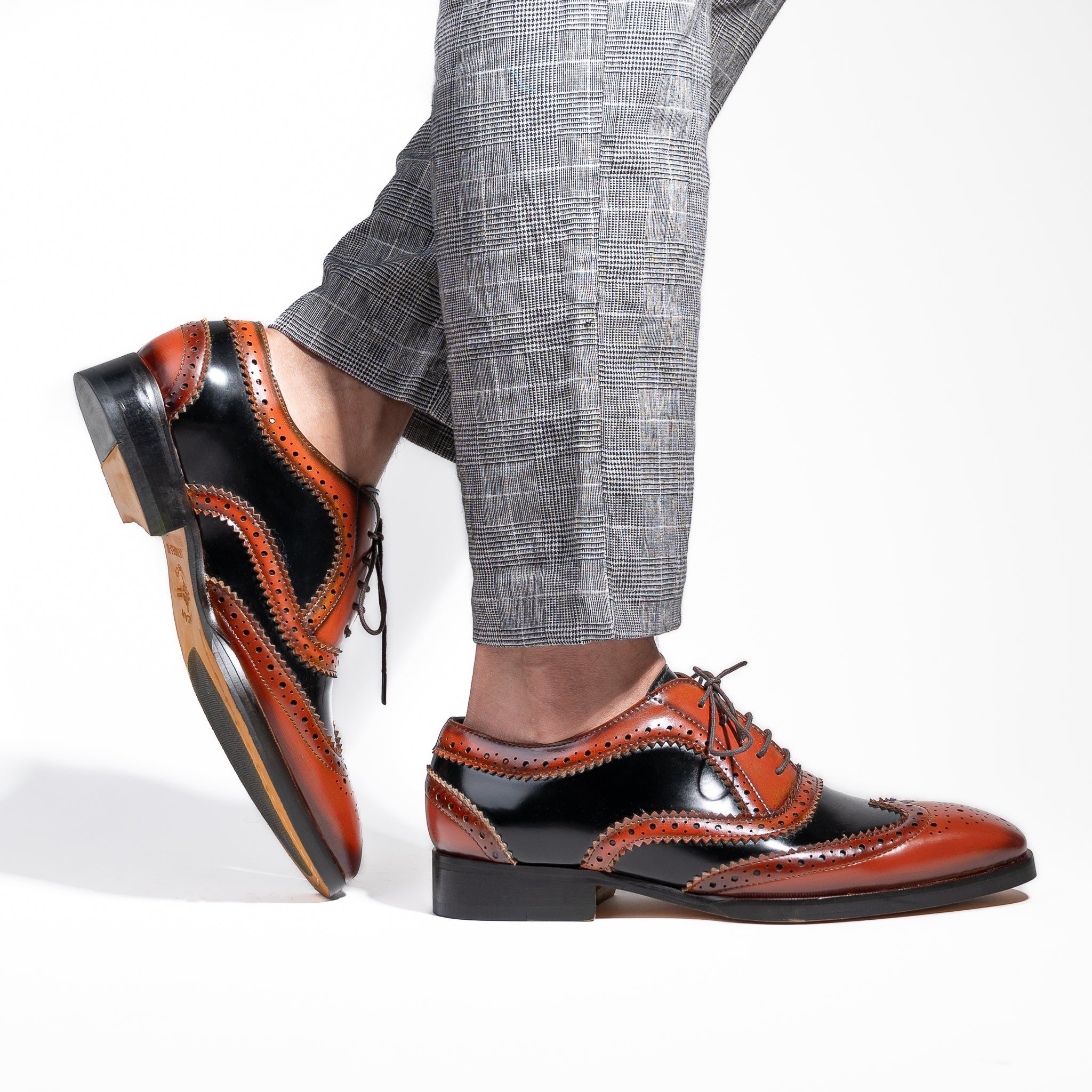 Mahogany Brogue Lace Up Leather Men s Shoes