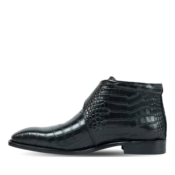 Blue Croco Leather Boots