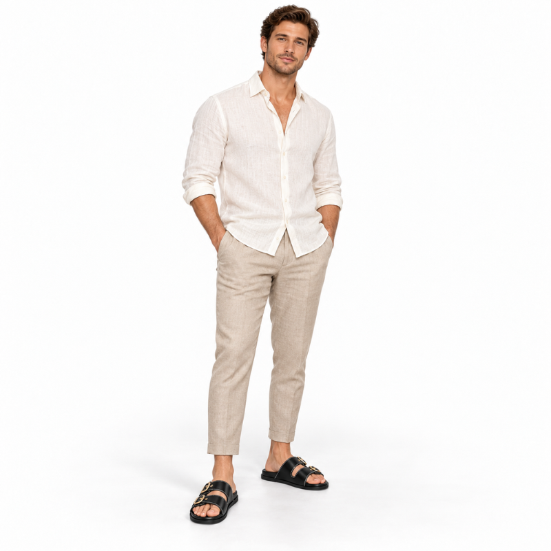 Double-Buckle Slide Sandals