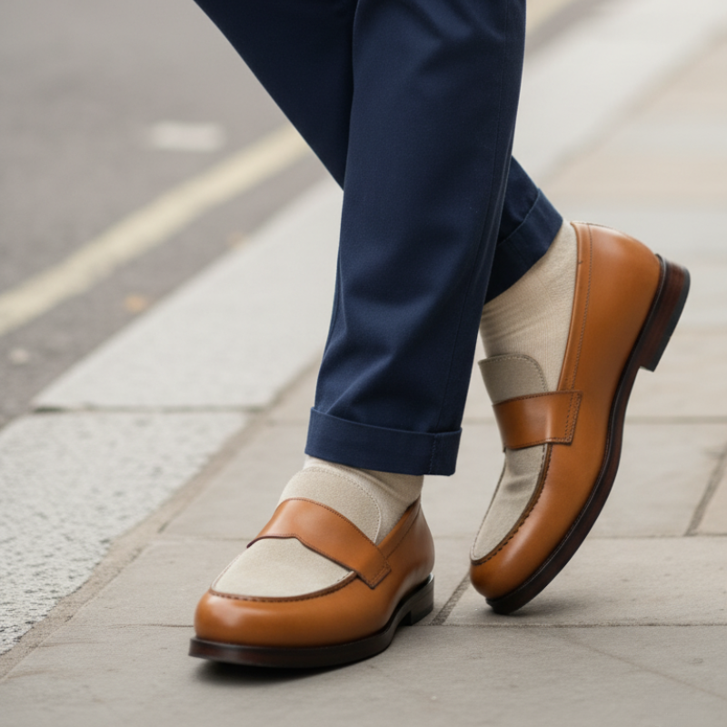 Ebon Dual Tone Italian Loafers