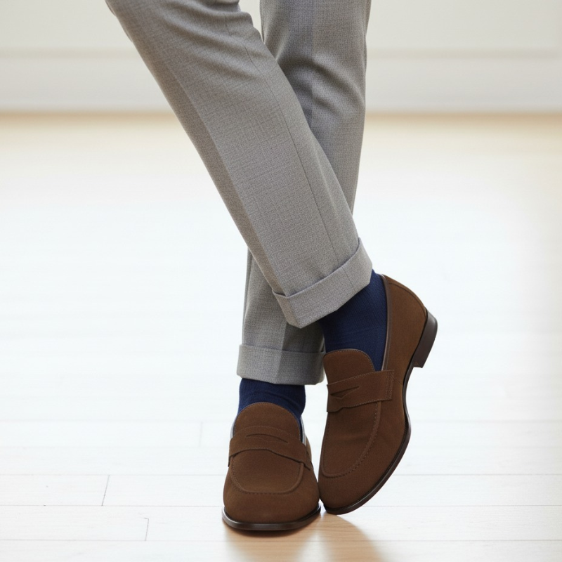 Elegant Luxury Inspired Suede Penny Loafers
