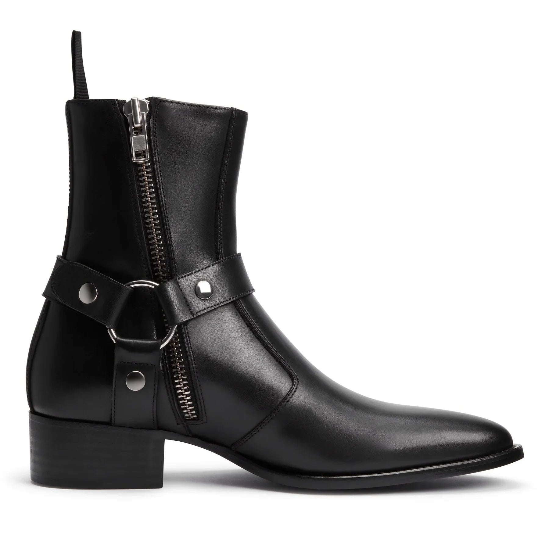 Harness Zip Boot - Silver Leather