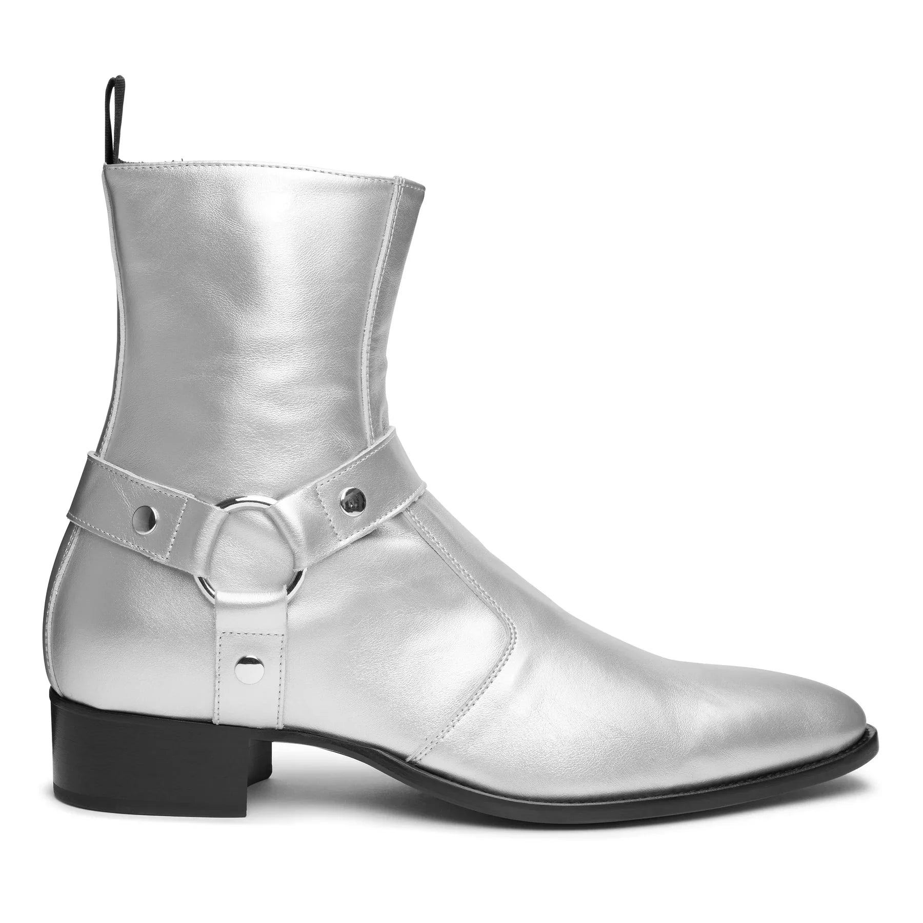 Harness Zip Boot Silver Leather