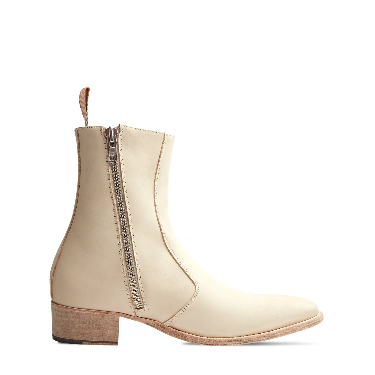 Side Zip Boot - White Leather