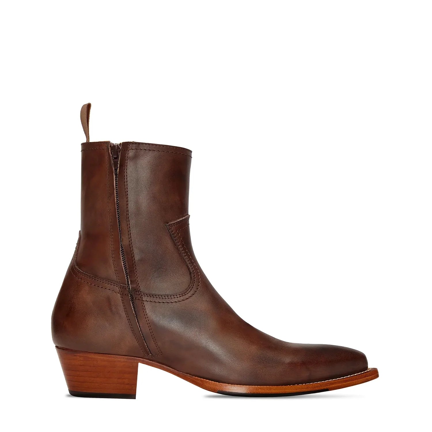 Side Zip Western Boot - Hand-Dyed Leather