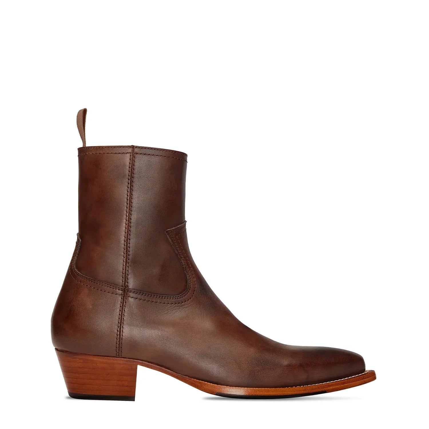 Side Zip Western Boot - Hand-Dyed Leather